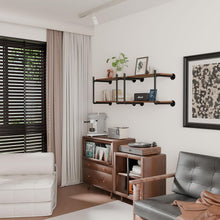 Load image into Gallery viewer, 2-Tier Open Black Pipe Shelving Kit