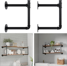 Load image into Gallery viewer, 2-Tier Open Black Pipe Shelving Kit