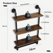 Load image into Gallery viewer, 3-Tier Wall Shelf with Utility Rail