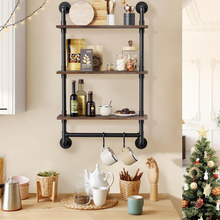 Load image into Gallery viewer, 3-Tier Wall Shelf with Utility Rail