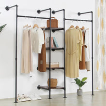 Load image into Gallery viewer, Wall Mounted Rack 2 Hang Rods & 4 Shelves