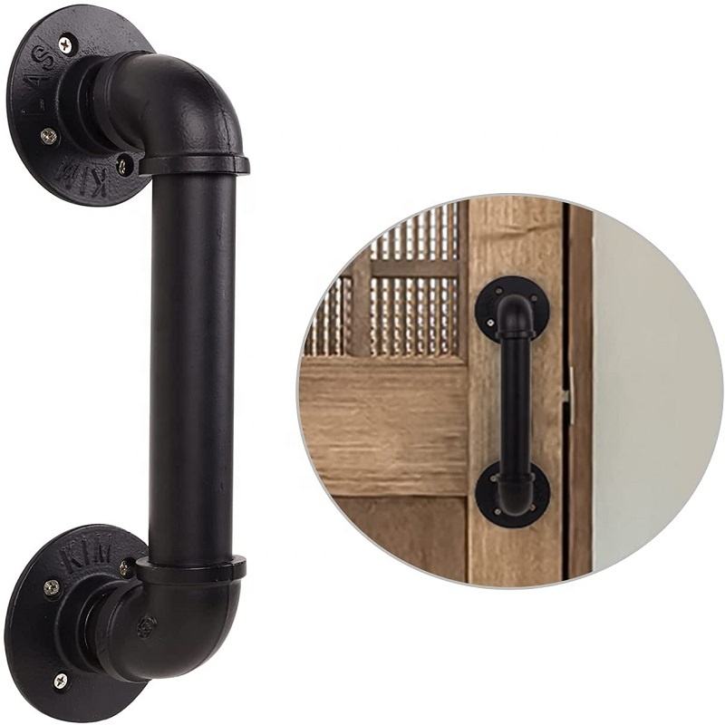 Industrial Tube Sliding Door Handles - Wall Handles For Elderly, Industrial Pipe Door Handle,Towel Bar, Antique Rustic Cast Iron Handrail, Bar Cupboard Door Pulls Door Handle Hardware