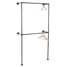 Load image into Gallery viewer, Black Wall Mounted Double Hung Clothing Rack
