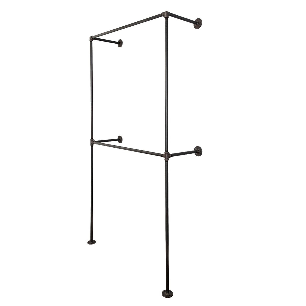 Black Wall Mounted Double Hung Clothing Rack