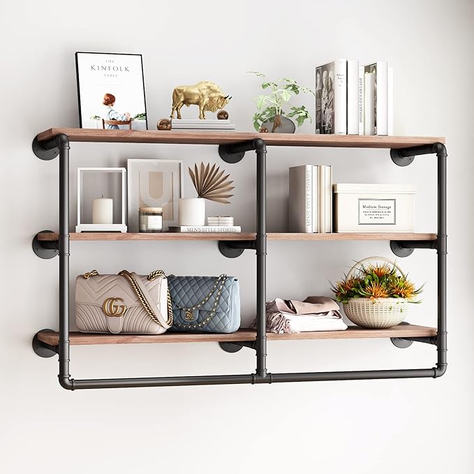 Wall Mounted Rustic Double Shelf (3 tier)