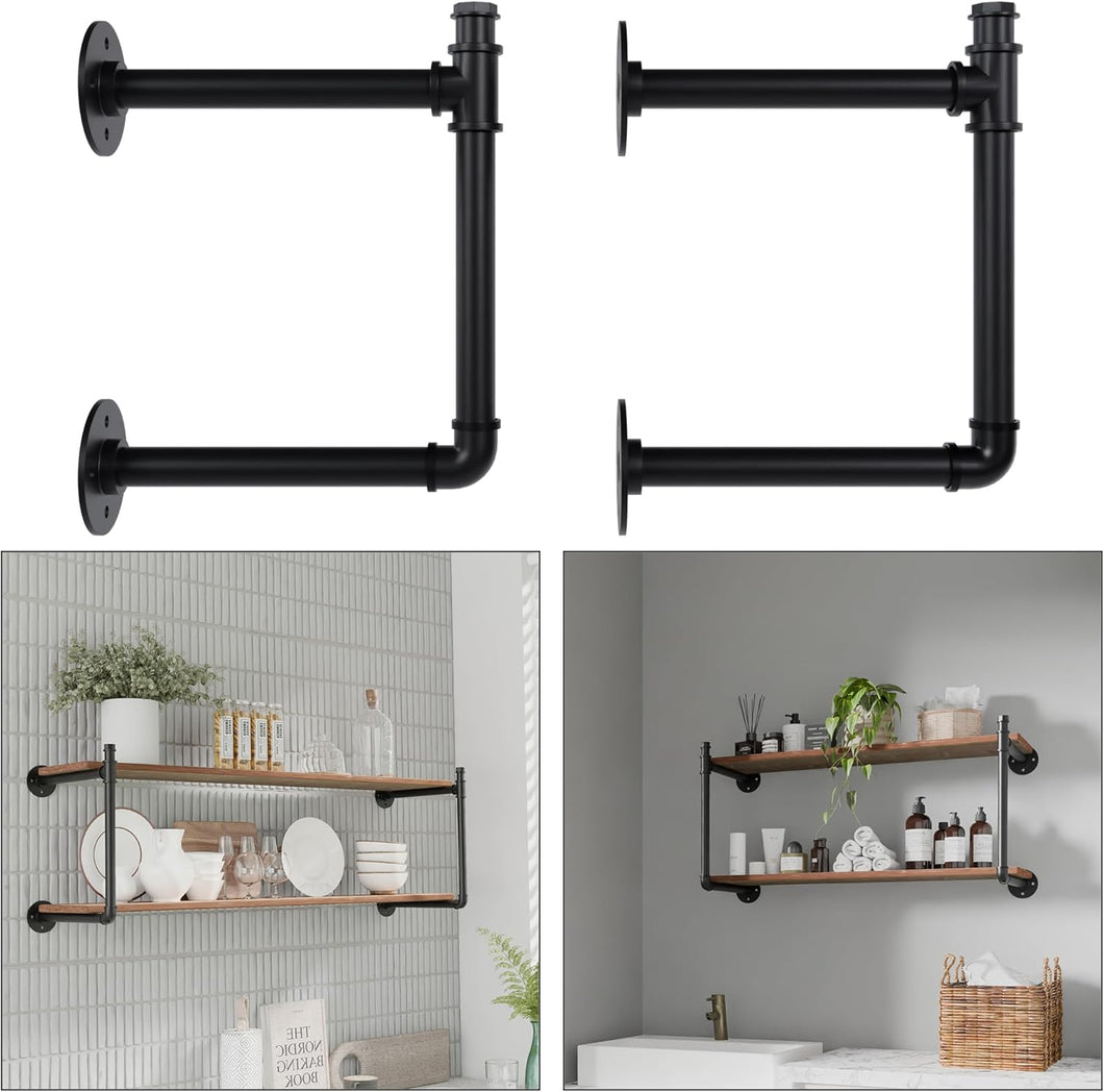 2-Tier Open Black Pipe Shelving Kit