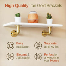 Load image into Gallery viewer, Gold Pipe Shelf Brackets (2pcs)
