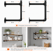 Load image into Gallery viewer, 2-Tier Open Black Pipe Shelving Kit
