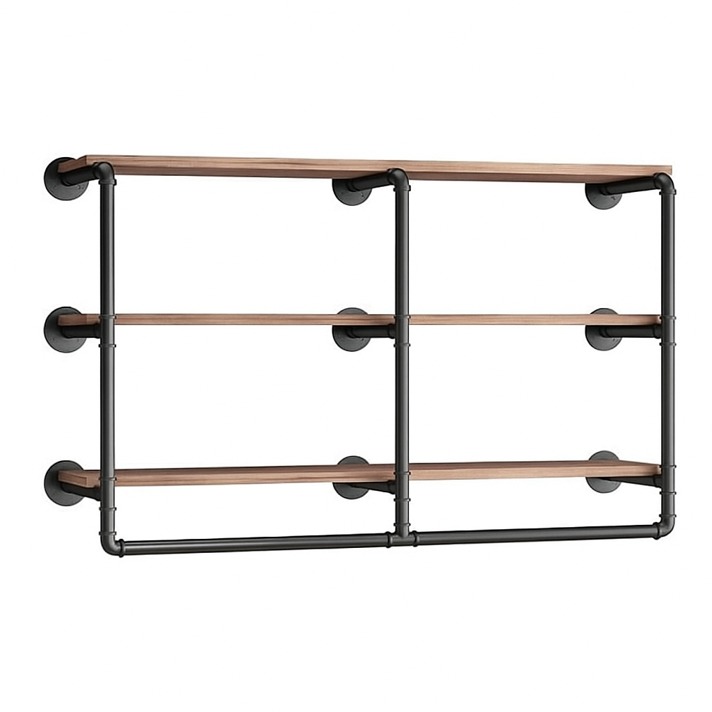 Wall Mounted Rustic Double Shelf (3 tier)