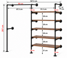 Load image into Gallery viewer, Industrial Pipe Wardrobe &amp; 5 tier Shelving Combo
