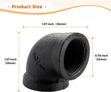 Load image into Gallery viewer, 90° bend elbow Black cast iron
