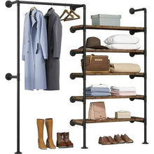 Load image into Gallery viewer, Industrial Pipe Wardrobe &amp; 5 tier Shelving Combo
