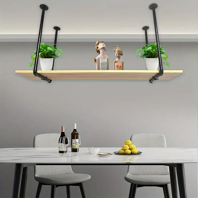 Industrial Ceiling Mounted Floating Shelf – Pipe Decor