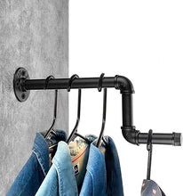 Load image into Gallery viewer, Wall Mounted Industrial Pipe Clothes Hanging Pole
