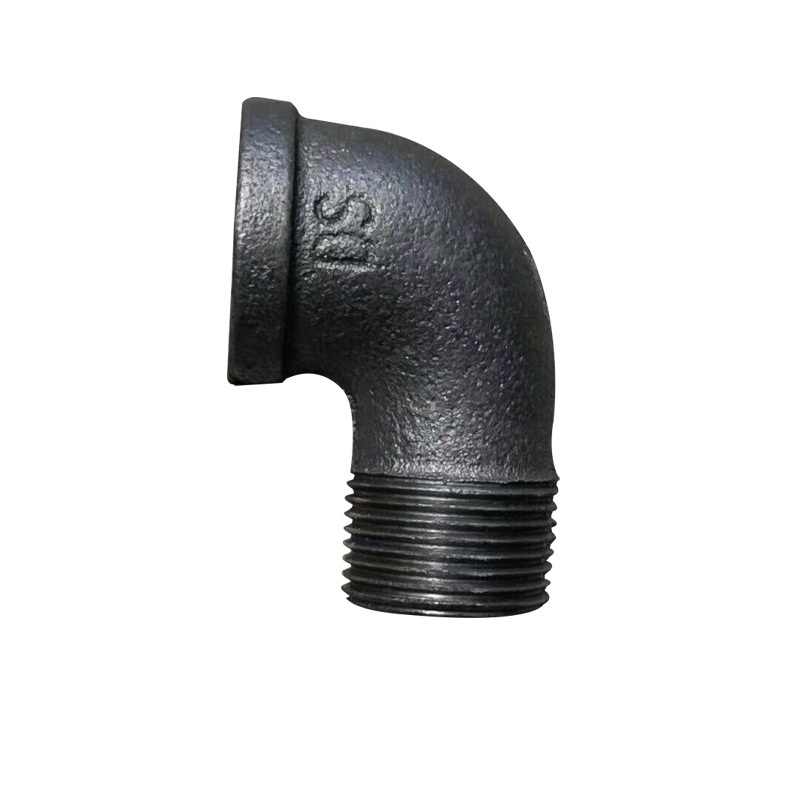 Black cast iron 90° street elbow (male/female)